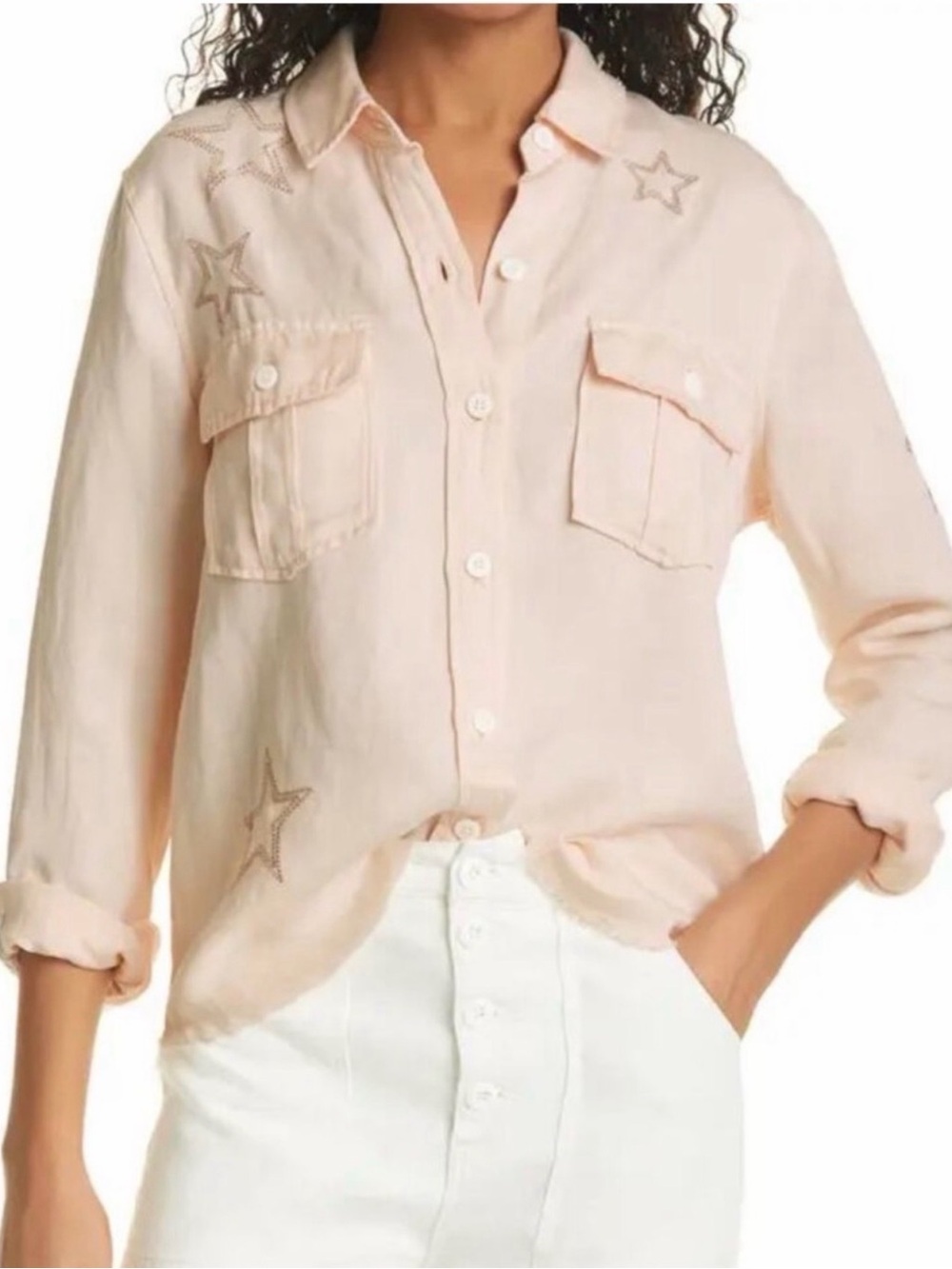 Rails Loren Shirt Pale Peach Star Embroidered Western Rodeo in small